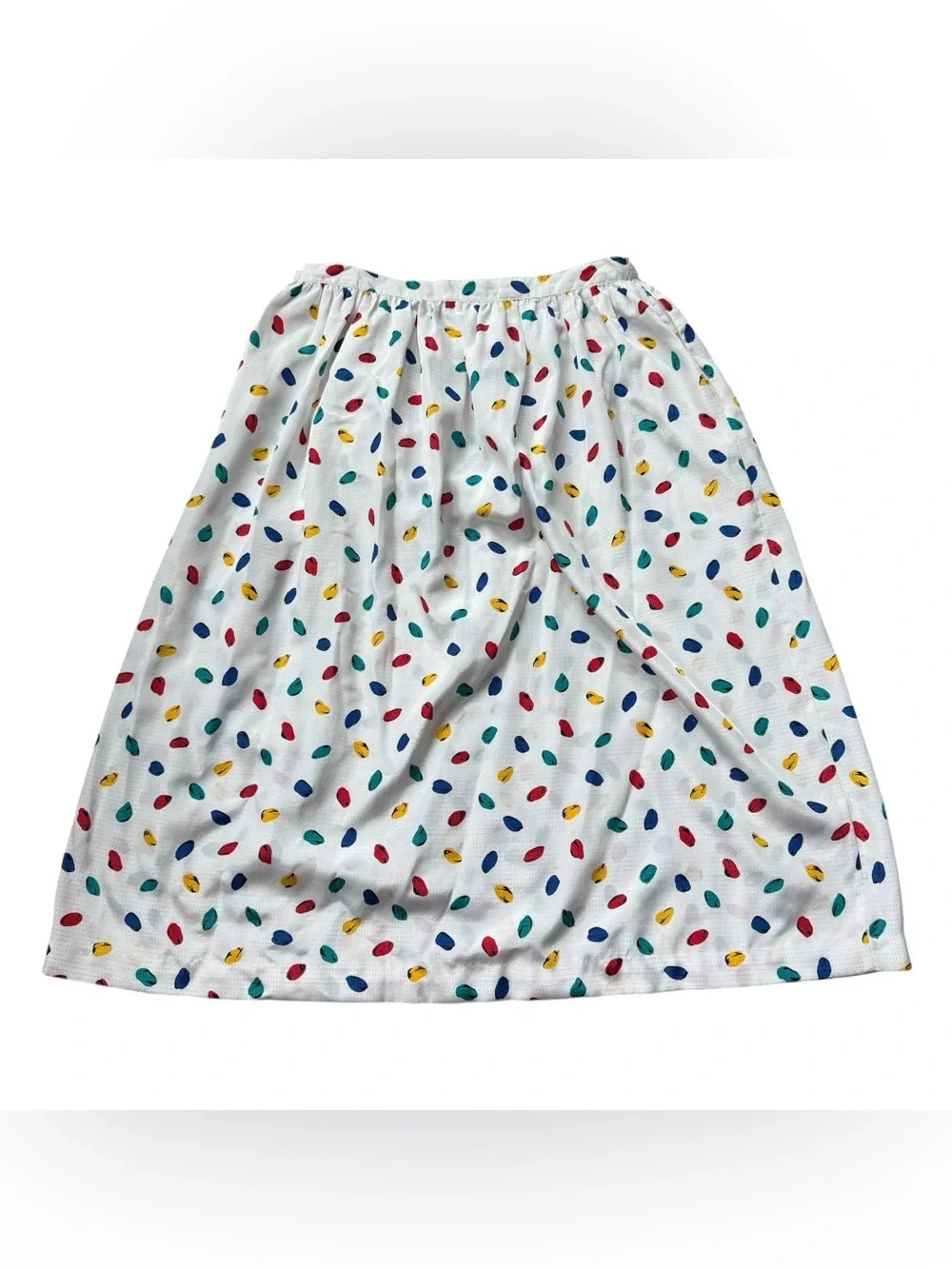 Vintage Y2K Josephine White Confetti Print Midi Skirt Cottagecore Grandma Chic M